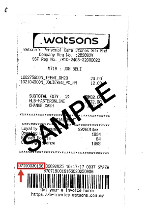 Physical Receipt Sample